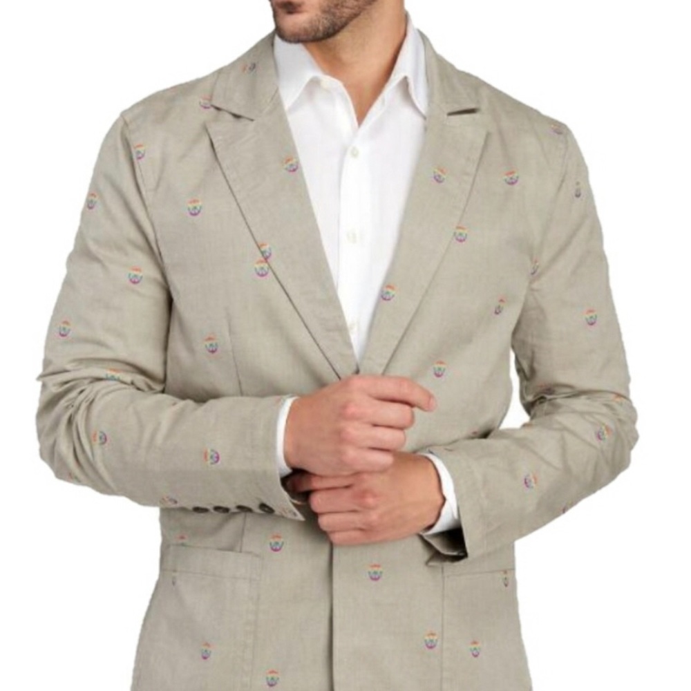 John Lennon Men’s Blazer Cotton Khaki Size XXL NWT $180.00 - Picture 3 of 13